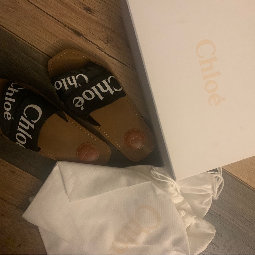 Authentic Chloe woody slides.